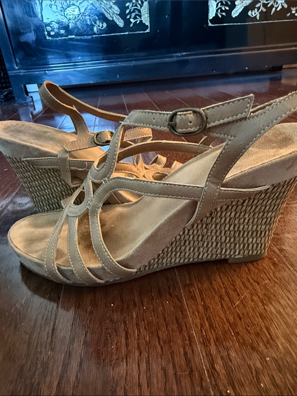 Kelly & Katie Taupe Wedge Sandals